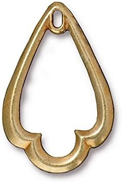 TierraCast Trefoil Drop, 32mm, Bright 22K Gold Plated Pewter, 2-Pack
