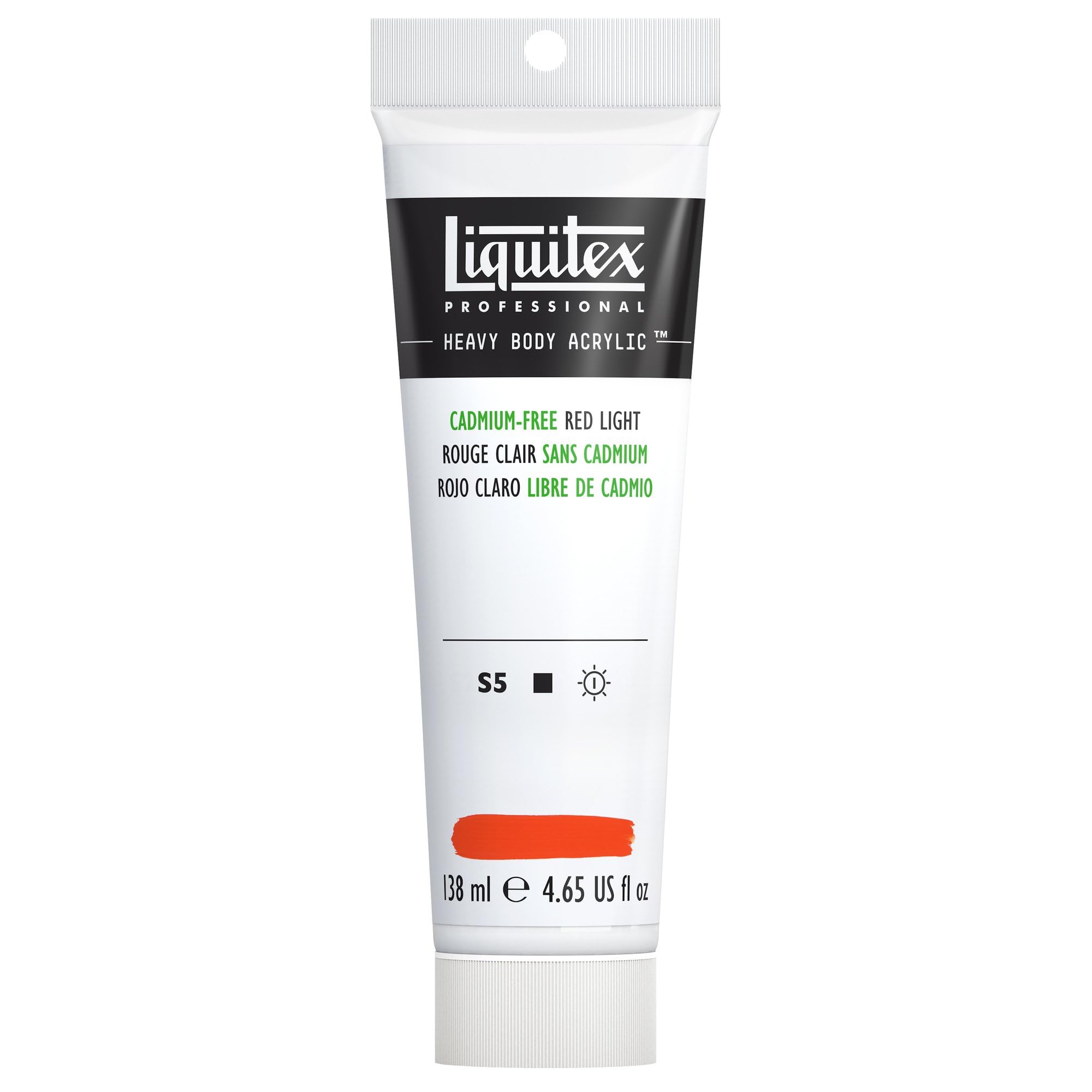 Liquitex 4417893 Professional Heavy Body Acrylfarbe in Künstlerqualität mit ausgezeichneter Lichtechtheit in buttriger Konsistenz, 138ml Tube - Kadmiumfrei Rot hell