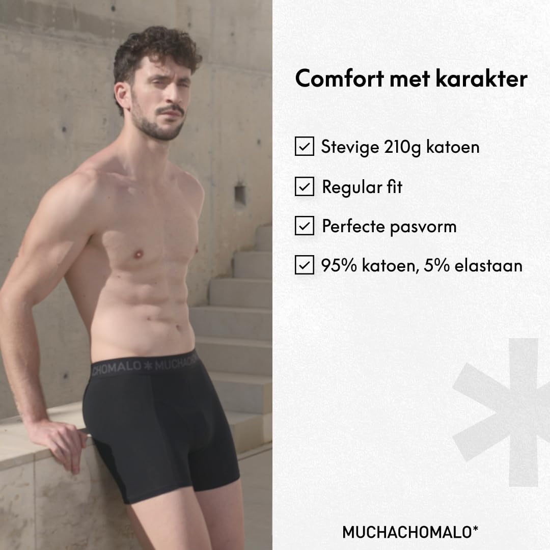 Muchachomalo Herren Boxershorts, Einfarbige Baumwoll Herrenunterwäsche, Multipack 6er Pack, Boxershorts Solid mit klassischer Passform, mit elastischem Bund