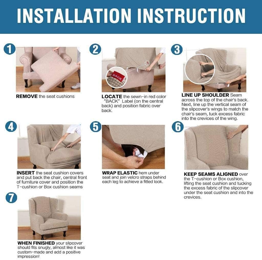 Armchair Cover 2-Piece, Single Sofa Cover Wingback Chair Covers Non-Slip Wingback Chair Slipcover (Color : Beige, Size : 2 Piece)
