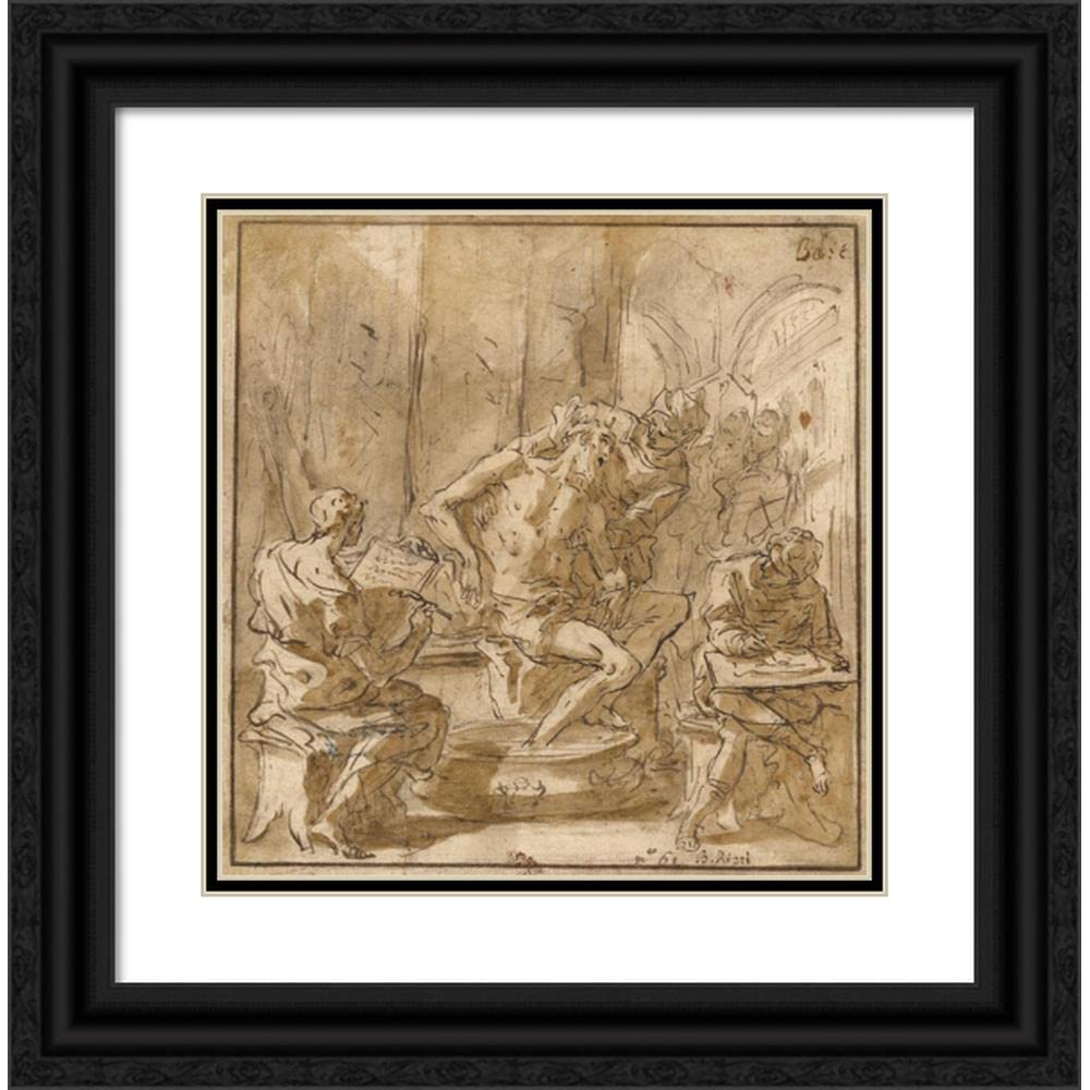 ArtDirect Sebastiano Ricci 20x20 Black Ornate Framed and Double Matted Museum Art Print Titled: The Death of Seneca (1705)
