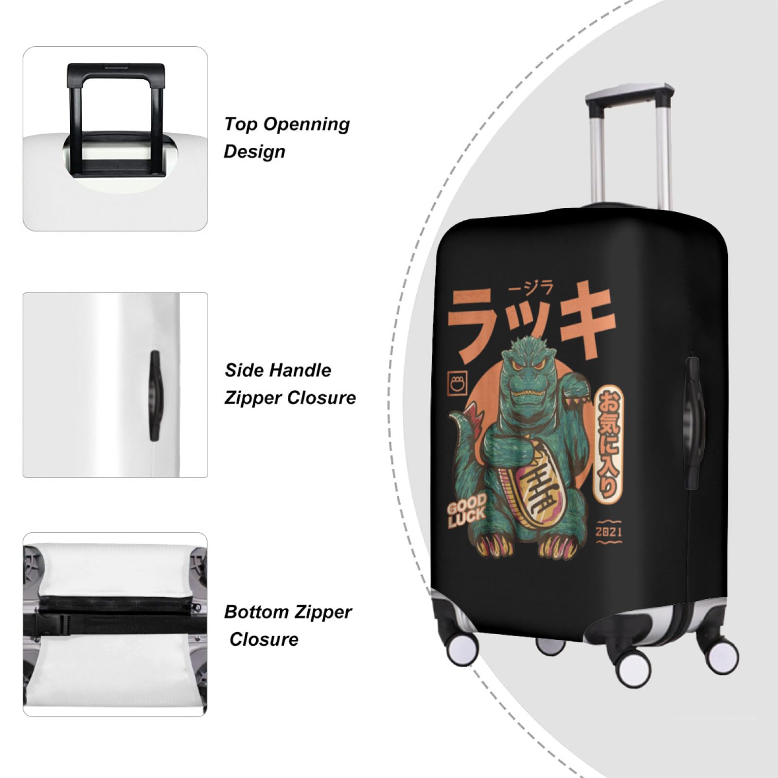 Amazon.co.jp: スーツケースカバー 怪獣王 ゴジラ 荷物タグ 2点セット