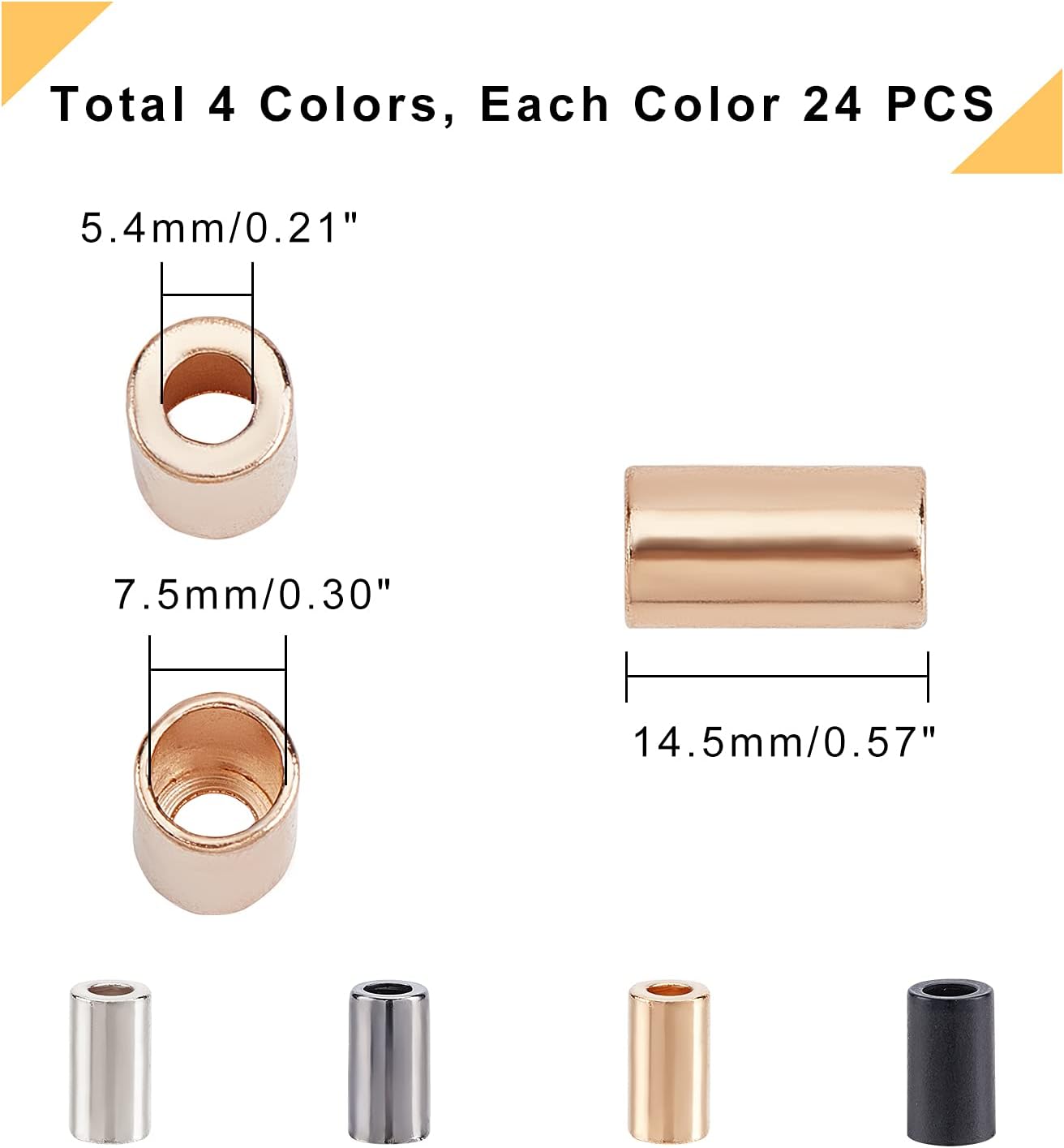 24-Piece Alloy Drawstring Cord End Caps - Multi-Color Aglets For Hoodies, Pants & DIY Crafts