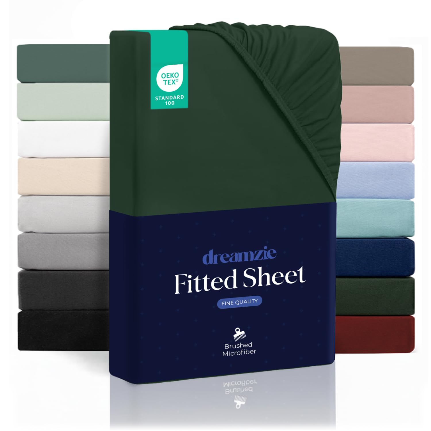Dreamzie - Fitted Sheet 200 x 200 cm (35 cm) | Ultra Soft Microfibre – Thick Mattress – Oeko-Tex | Comfort, Breathable, Easy Care – Green