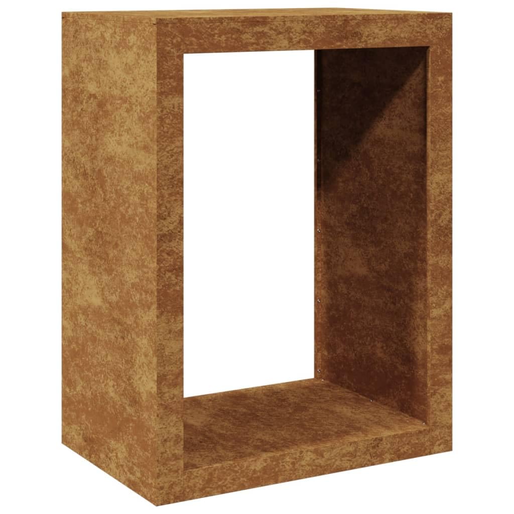 Homgoday Leñero de Acero Oxidado 60x40x80 cm, Soporte para leña, Almacenamiento de Troncos, Estante para leñas, Soportes para leña