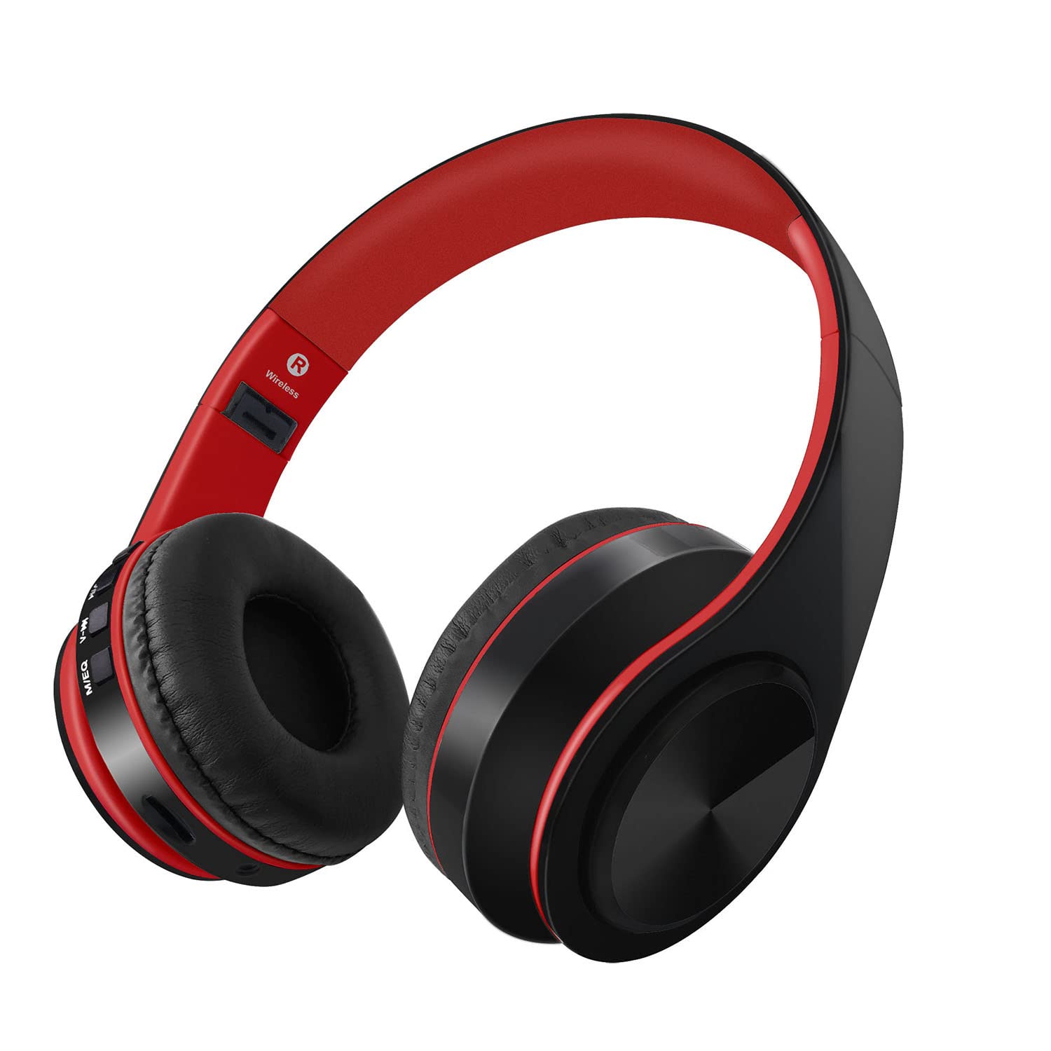 Arabest Wireless Noise Cancelling Headphones, Bluetooth 5.0 with Microphone, Over Ear, Red