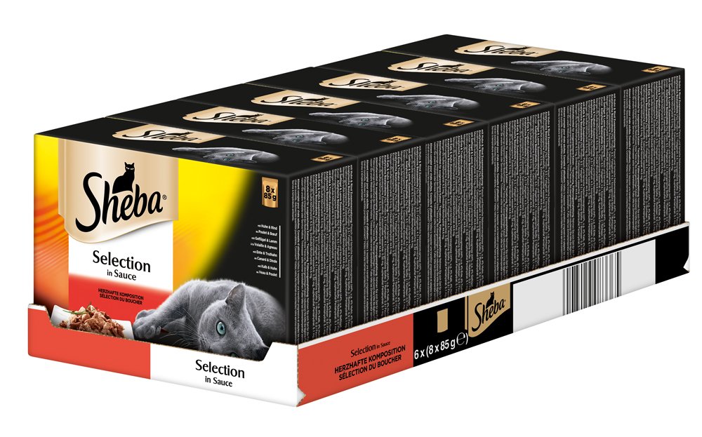 Sheba Katzenfutter Portionsbeutel Multipack Delikates Duo in Sauce, 6er Pack (6 x 85 g)