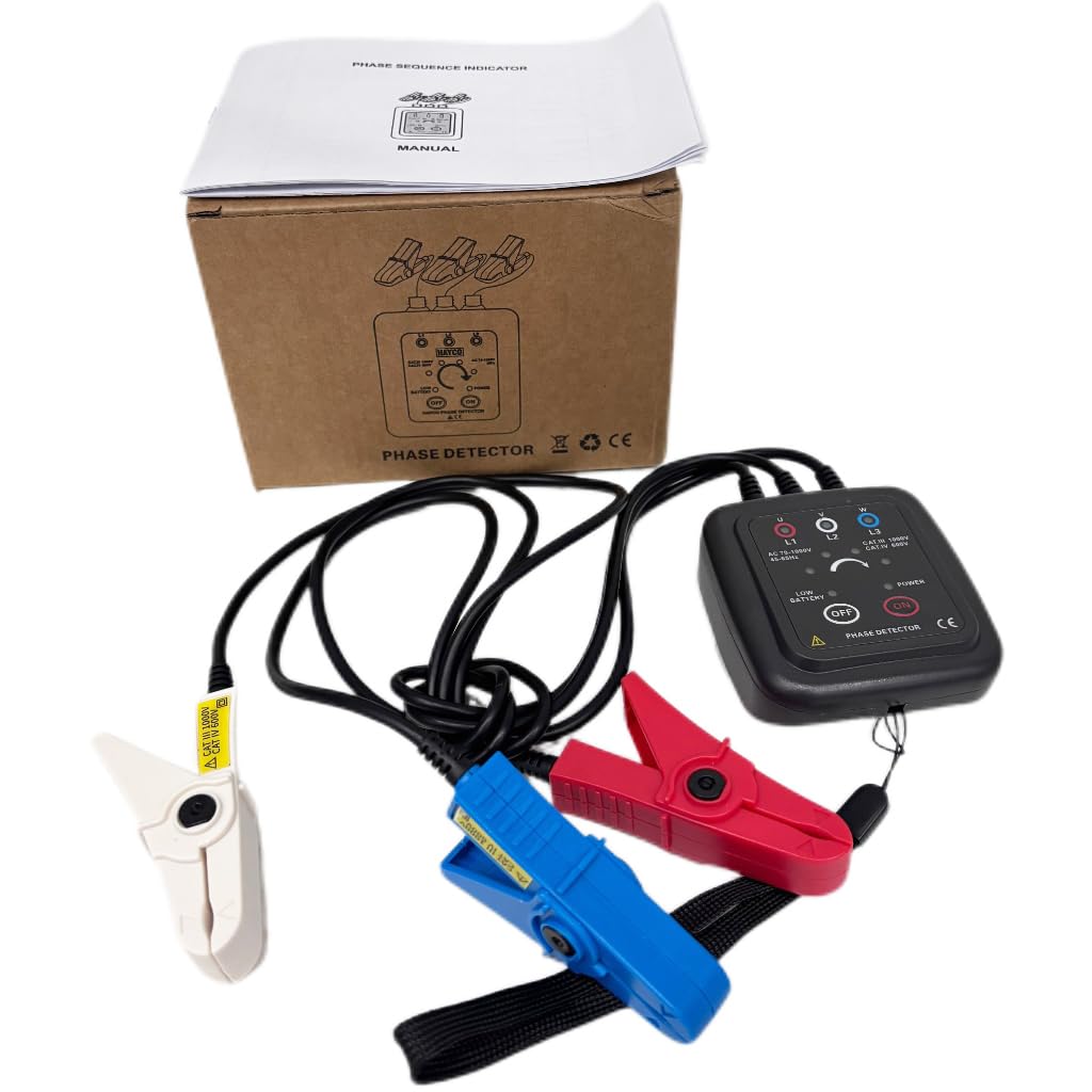 Non-Contact 3 Phase Sequence Detector Tester Detection Meter Phase Rotation Monitor Meter 70 to 1000V AC Phase Sequence and Motor Rotation Tester Meter Tool