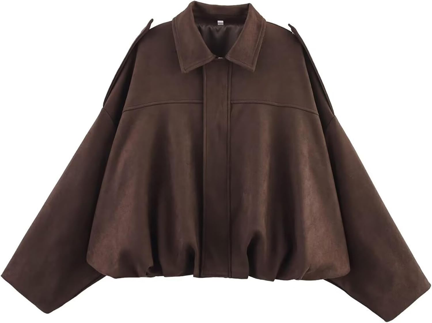 JoinQueen Faux Suede Jacket Women Oversized Long Sleeve Zip Up Epaulet Bomber Leather Jackets Oversized Casual Coat(Coffee,L)