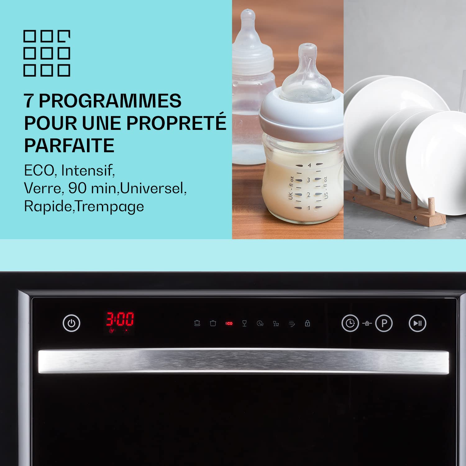 Klarstein Mini Lave-vaisselle de Table Compact 6 Couverts 7 Programmes Silencieux Portable