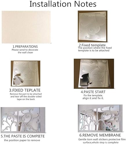 Miniatura 5 de Adhesivos de pared de espejo 3D, 4 piezas de acrílico cuadrado patrón geométrico, calcomanías de arte de bricolaje, azulejos de pared de plástico