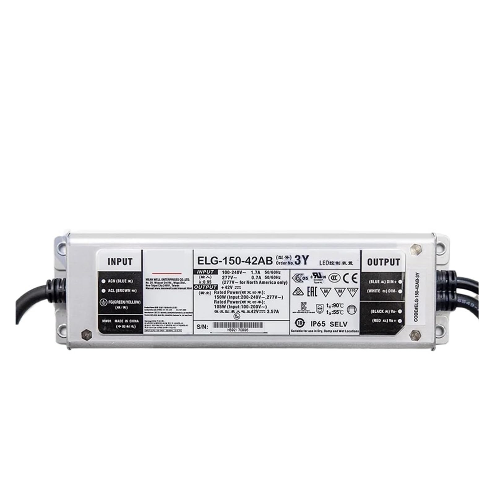 HYUJNAFZR ELG-150 ELG-150-36DA-3Y 36V ELG-150-54AB-3Y 54V Waterproof Switching Power Supply 3Y 12/24/36/42/48/54 A/B/AB/(Elg-150-36da-3y)