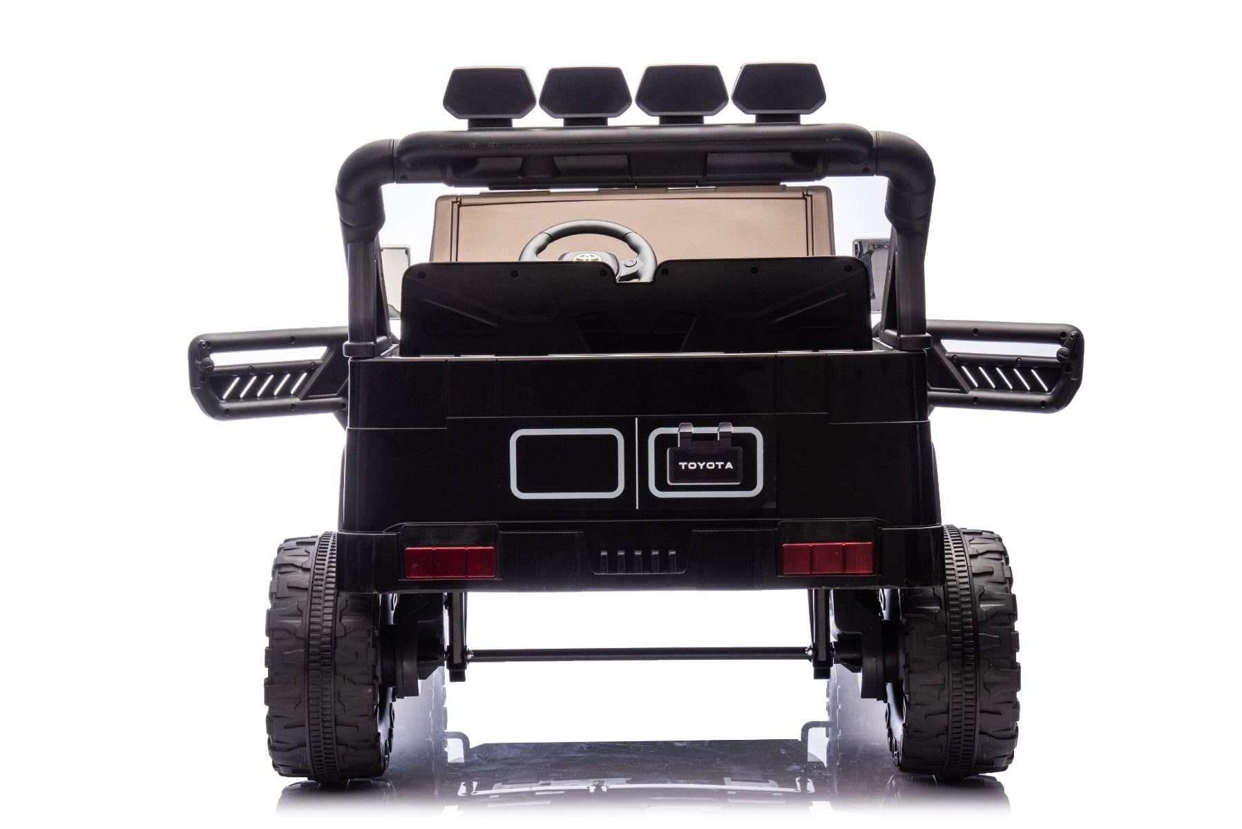 RIRICAR 4x4 Voiture électrique Enfants 2 Places Toyota FJ Cruiser XXL, sous Licence, Noir, Batterie Lithium Portable, châssis surélevé, Deux sièges, Suspension arrière, télécommande 2,4 GHz