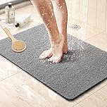 Loofah Shower Mat, Bath Mat Non Slip, Anti Mould Shower Mats for Inside Shower, 60 x 40 cm Shower Mats with Drain, Washable Bath Mats for Bathroom Floor, PVC Bathtub Mat for Elderly, Quick Dry (Grey)
