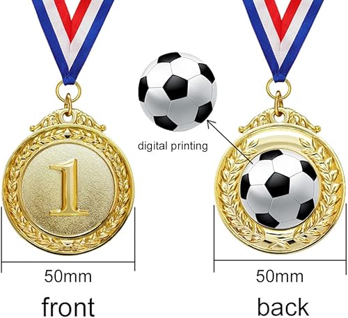 Miniatura 3 de Myartte Juego de 5 medallas de oro – Medallas de premio de estilo olímpico para deportes, competiciones, abejas de ortografía, recuerdos de fiesta,