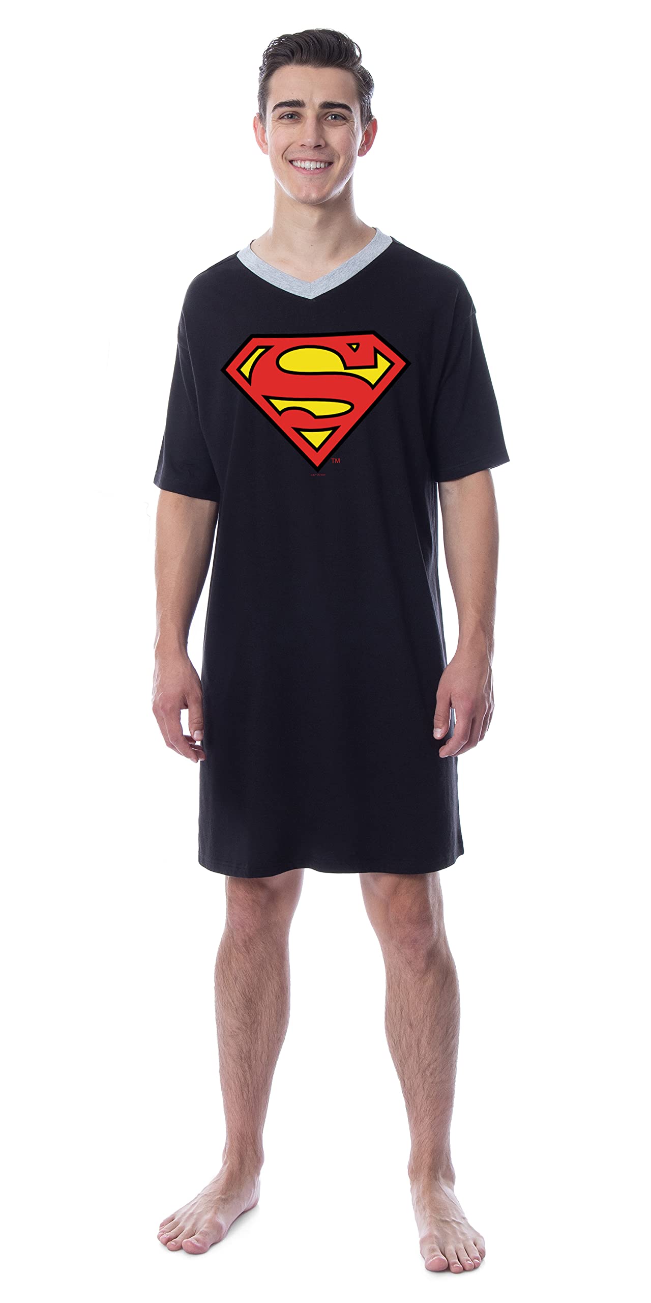 intimo DC Comics Mens' Superman Character Icon Nightgown Sleep Pajama Shirt-picture-24