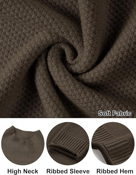 MEROKEETY Women's Turtleneck Long Sleeve Sweater 2025 Fall Cozy Knit Loose Casual Trendy Pullover Tops Winter Clothes - Image 5