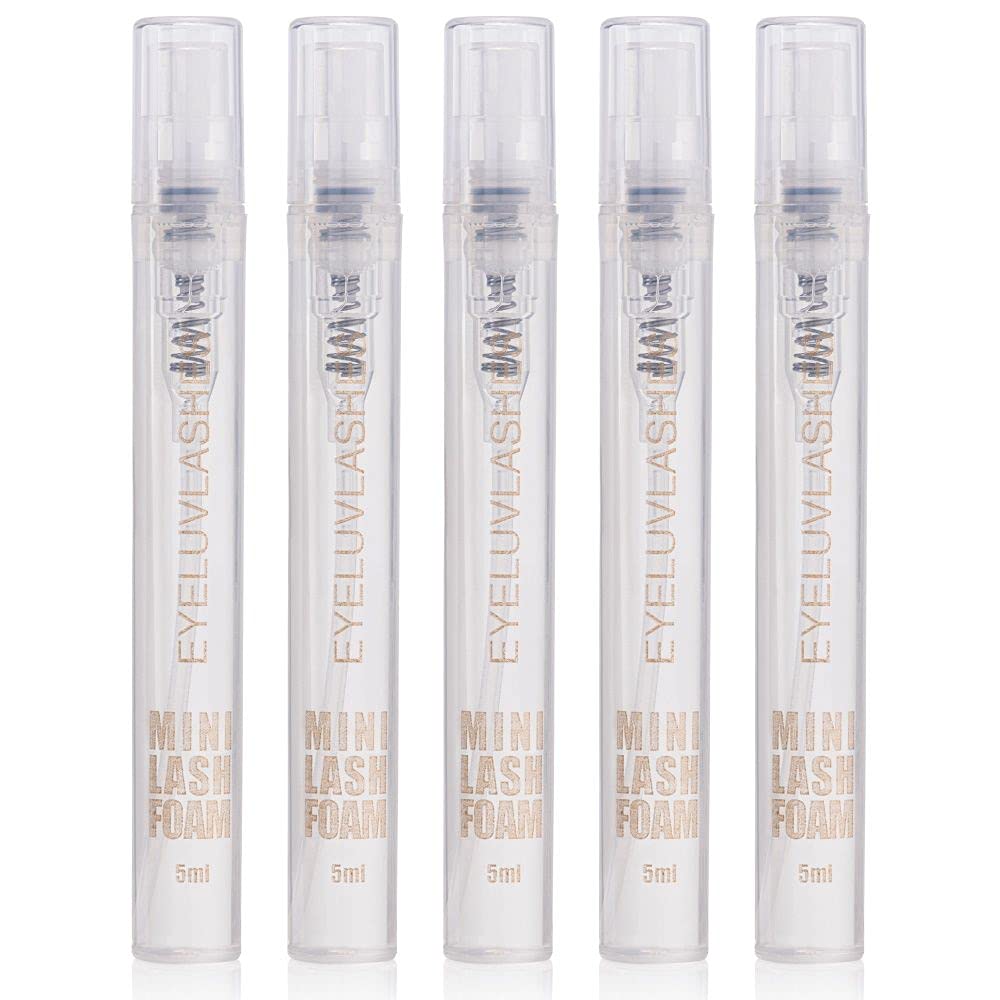 Lash Foam Shampoo x 5 Pieces Oil Free 5ml Mini Spray Eyelash Extensions Lash Cleanser Lash Lift Brows Aftercare Product Retail Eyeluvlashes