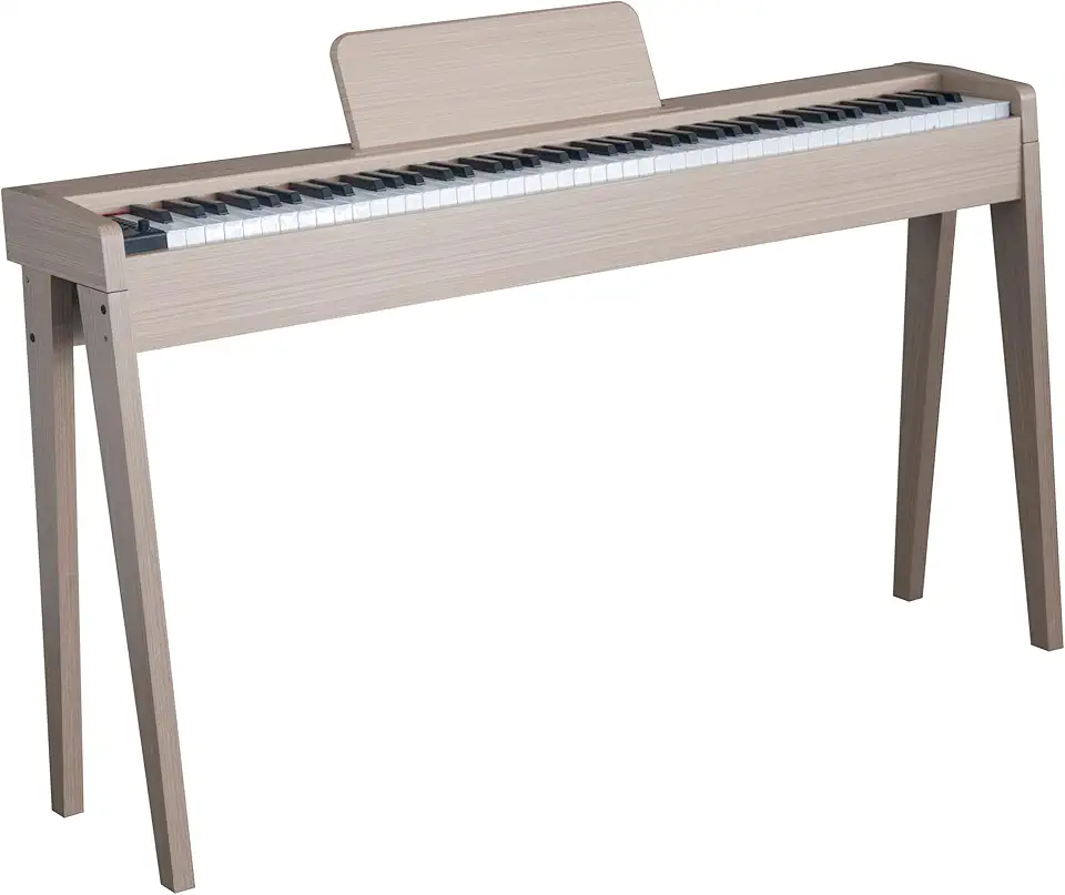 VEDO Piano digital de 88 teclas, teclas semipesadas de tamanho normal, 128 notas e ritmo, conectividade MIDI/USB, entrada para fones de ouvido. (Amarelo acinzentado)