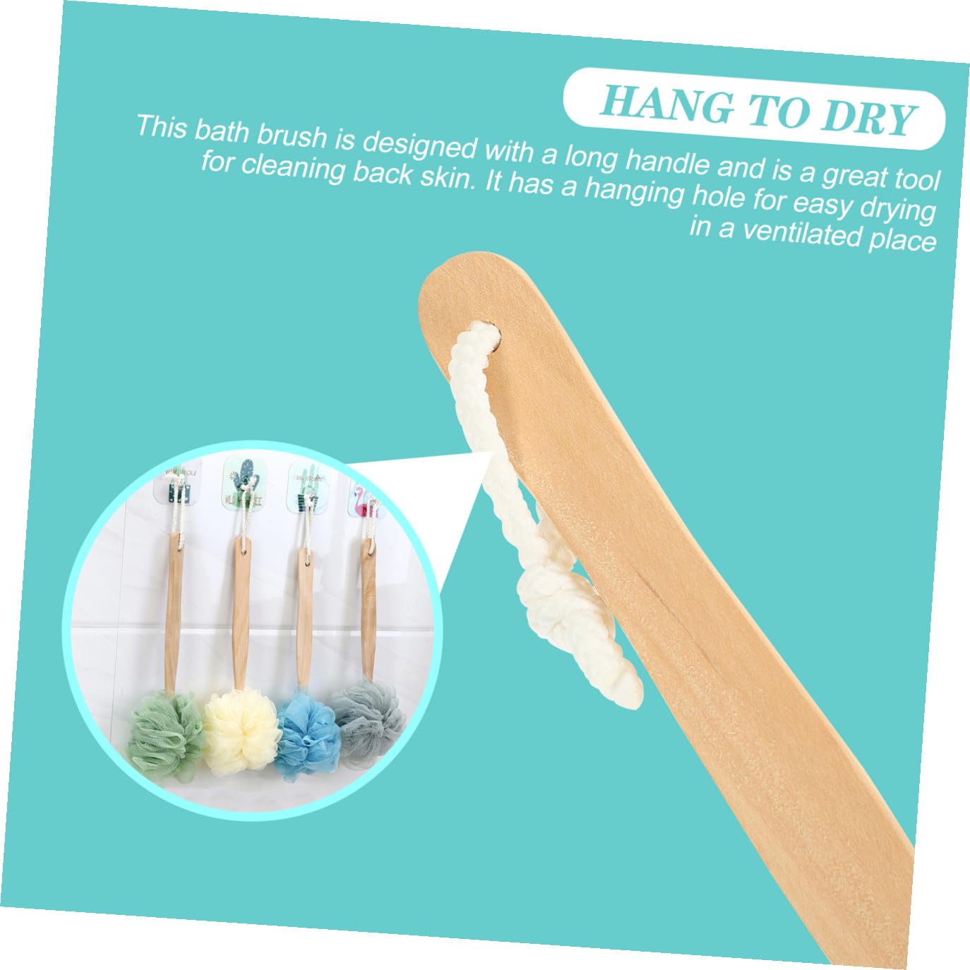 CALLARON Cepillo Corporal Paquete de 4 Piezas de Nylon y Madera para Baño Mango Largo Ergonómico para Exfoliación y Limpieza Profunda en Ducha