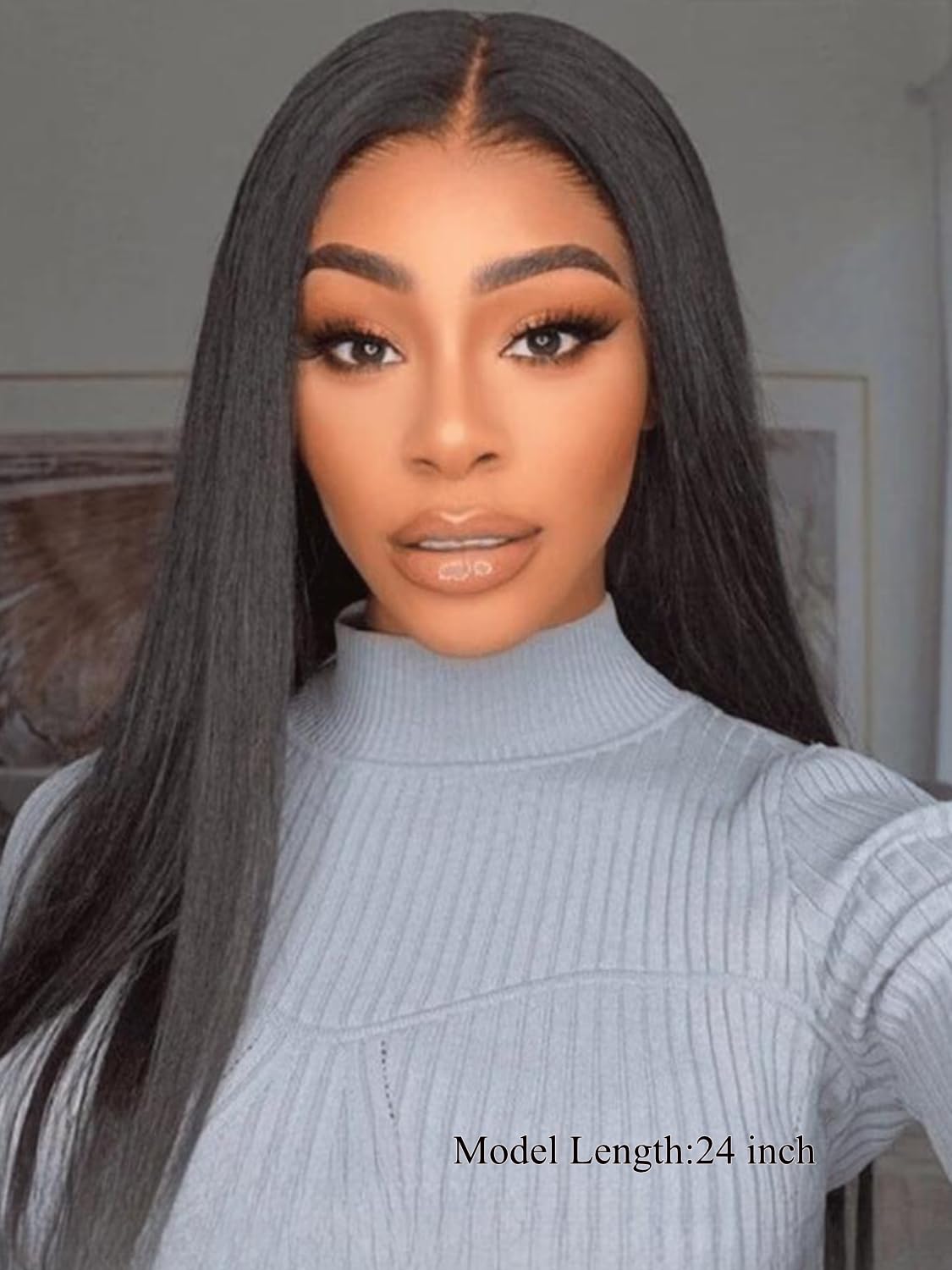 13x4 Straight Human Hair Lace Front Wig 24 Inch Glueless Pre Plucked Amazon.com : 13x4 Straight Lace Front Wigs Human Hair 200  main image 2