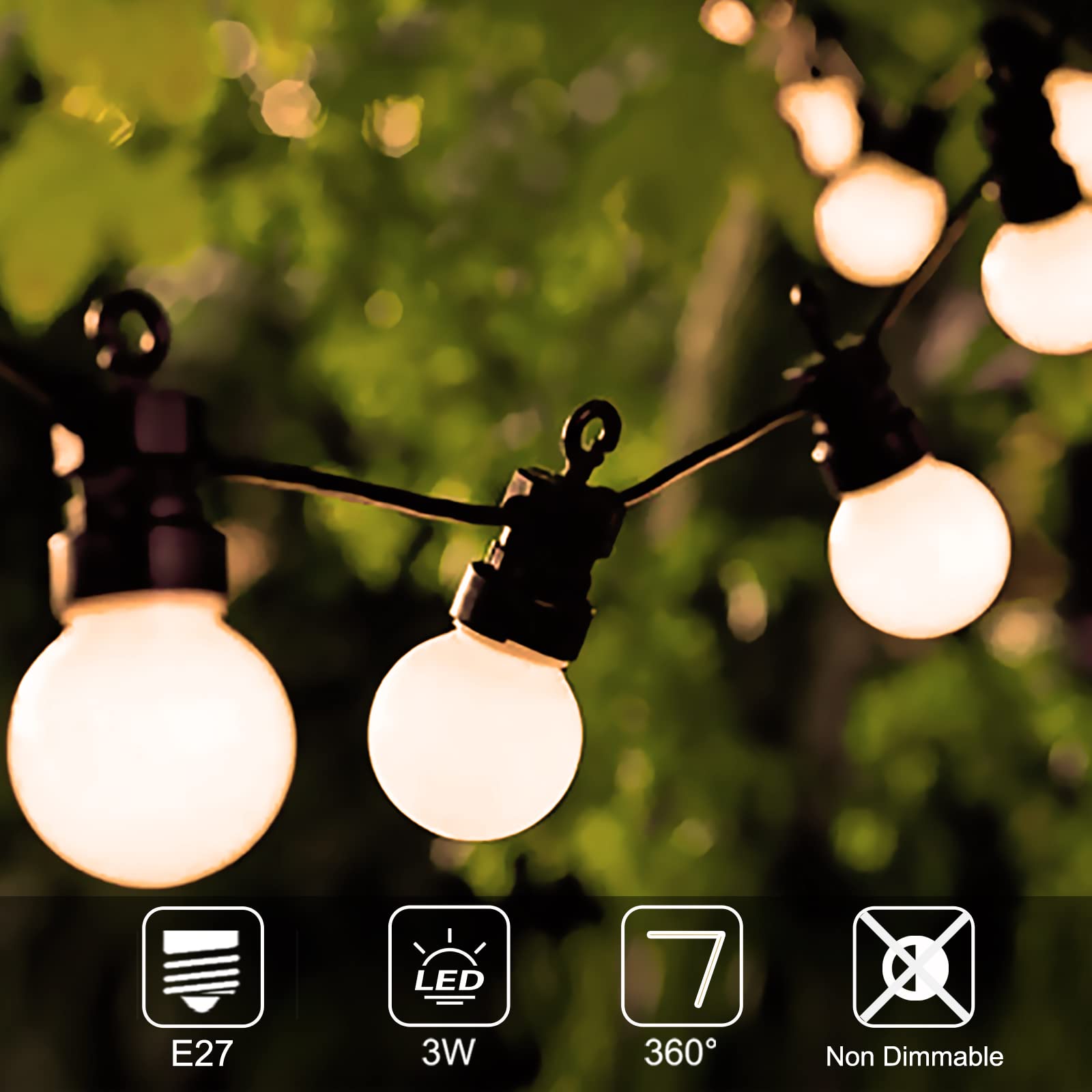 Confezione da 40 lampadine a LED E27 G45 sostituisce lampadine a incandescenza da 15 W, luce bianca calda 2700 K, 3W, G45, 155 lm, copertura in PC opaco, non dimmerabile