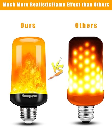 Miniatura 3 de Hompavo - Bombilla LED de llama, bombillas con 4 modos de luz parpadeante con efecto invertido, bombilla de llama con base E26E27 para Halloween,