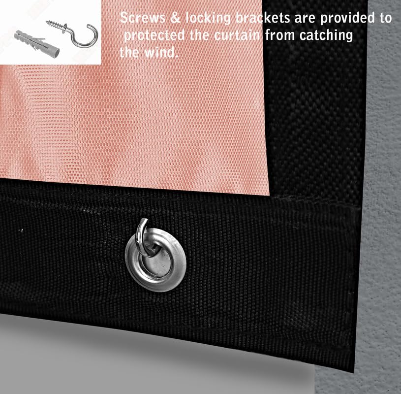 Image of Polyester with PVC Fabric Outdoor Waterproof Curtain with Top Eyelet Protect from AC, Sun, Dust & Rain Used for Balcony, Door & Window (Pink Color 4.5 X 8.5 Feet, Pack of 1 Piece)