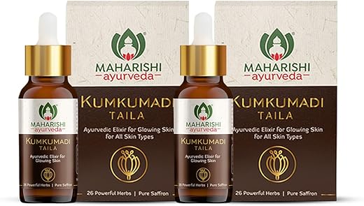 Maharishi Ayurveda Kumkumadi Tailam 10 ml Pack of 2 Face Serum Oil for Glowing Skin and Even Complexion Made with Potent Herbs Ideal for All Skin Types and No Side Effects