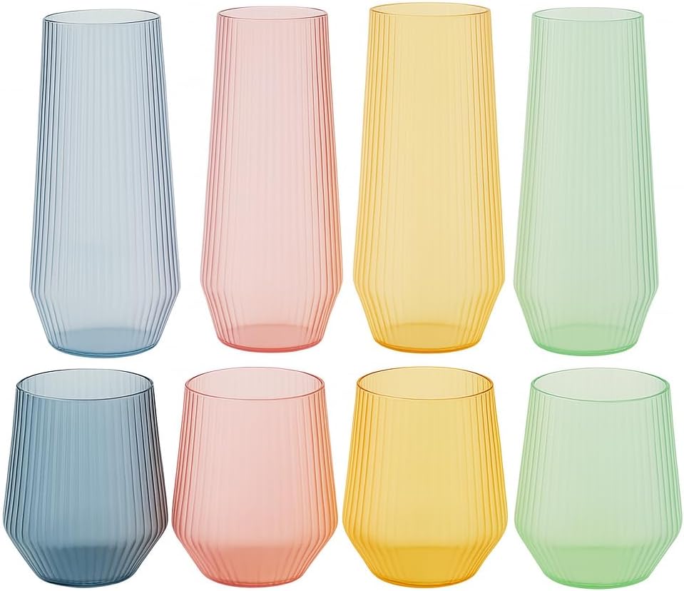 Ribbed Origami Ripple Plastic Glasses, 48 ct (9oz + 12oz) – Oojami