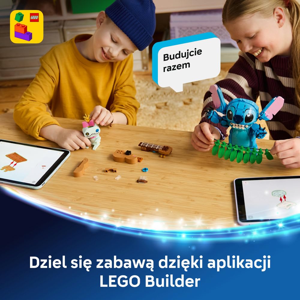 LEGO ǀ Disney Stitch i Strupka 43296 | Kolekcjonerskie figurki Disneya, zabawka dla 9-latki, prezent dla dziewczynki i chłopca, klocki dla dzieci, 713 elementów