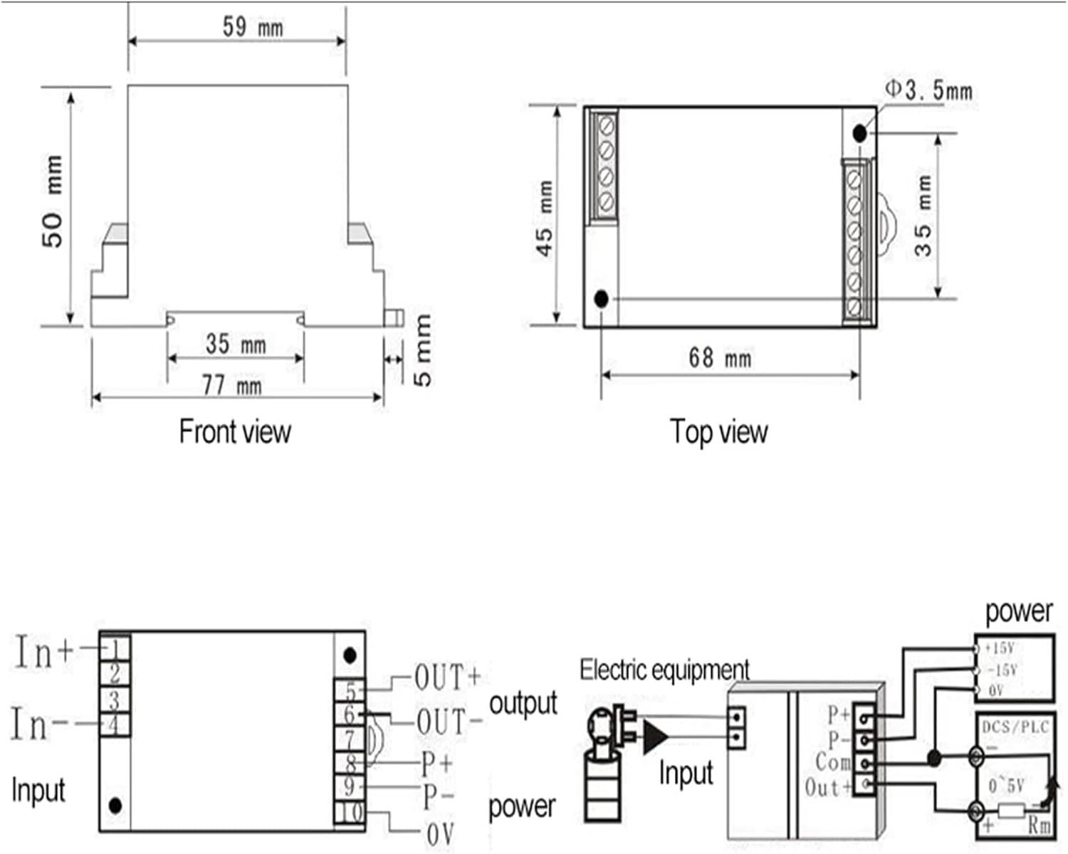 DC24V AC220V Ac Voltage Transducer Voltage Sensor Transmitter Input 0-10V Ac Output 0-10V Dc(24V_0-5V_3 Wire)