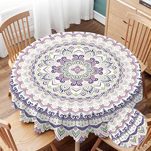 Yibeas Table Cloth Mandala Art Round Tablecloth 60 Inch Purple Lace Chic Boho Background Tablecloths For Round Tables Small Round Tablecloth Table Cover For Outdoor #TOP9