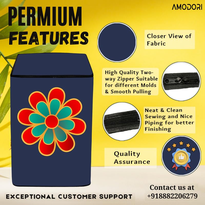 Image of Top-load washing machine cover Compatible for LG & SAMSUNG 8.5 Kg to 10KG Solid Blue chinese element isolated print