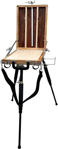 Caja de pochada para caballete de pintura al aire libre, trípode de viaje compacto de aluminio, 11.5 pulgadas de profundidad x 15.8 pulgadas de