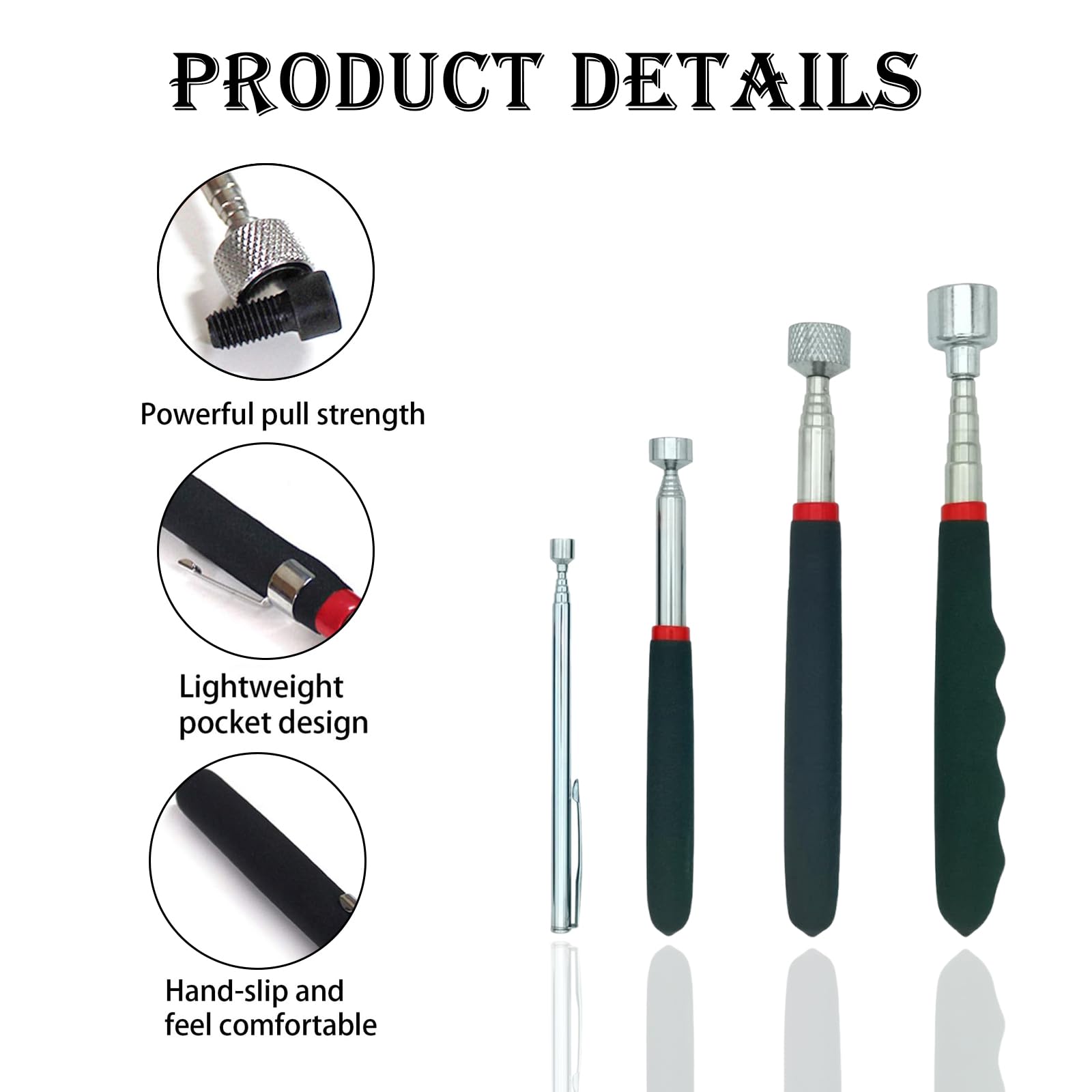 4 Pcs Telescopic Magnetic Pickup Tool, Magnetic Pickup Tool, Magnet On A Stick, Extendable Magnet Pickup Tool Magnetic Stick - Image 3