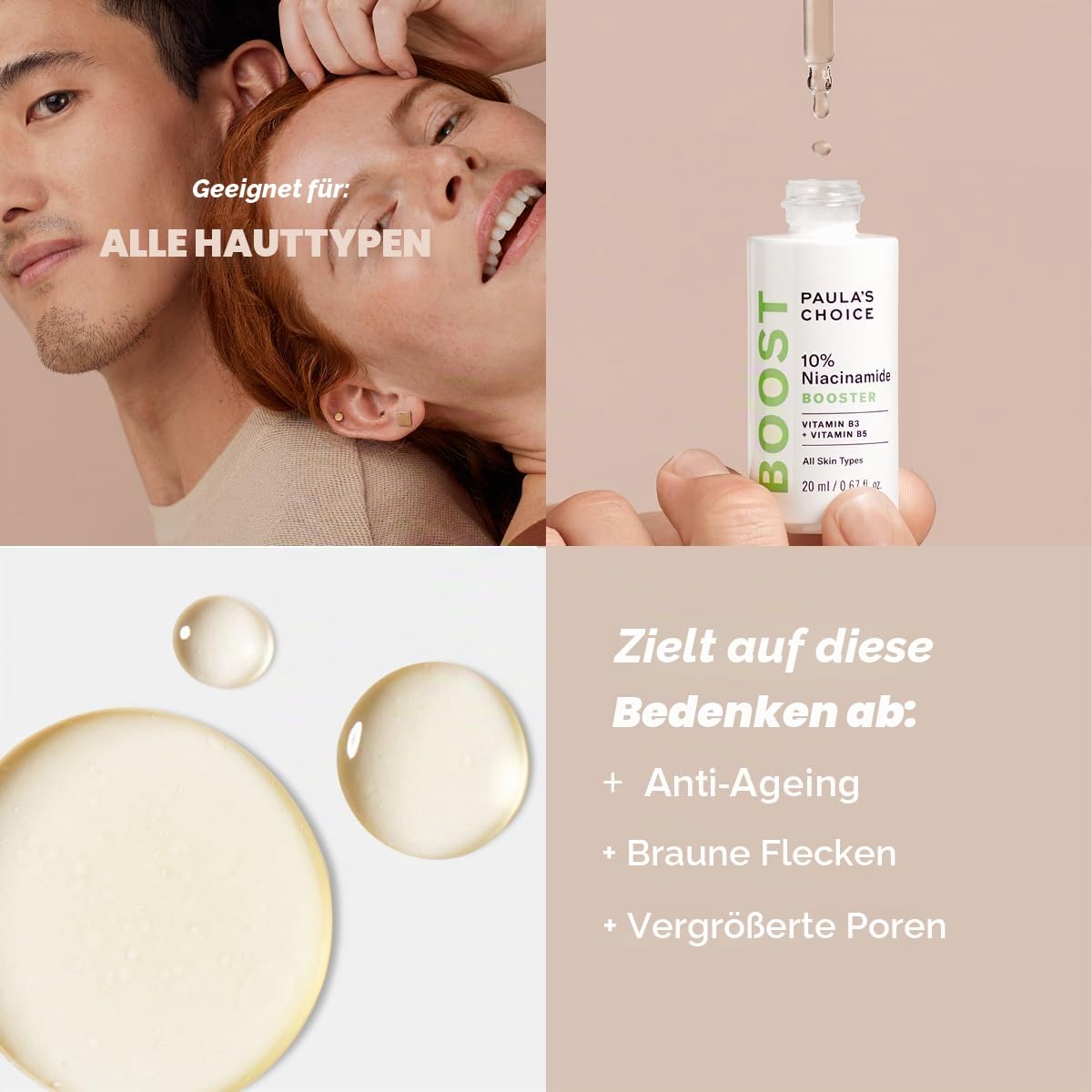 Paula's Choice 10% Niacinamide Booster Serum für das Gesicht – reduziert verdickte Poren, braune Flecken & Unvollkommenheiten – mit Allantoin – alle Hauttypen – 20 ml