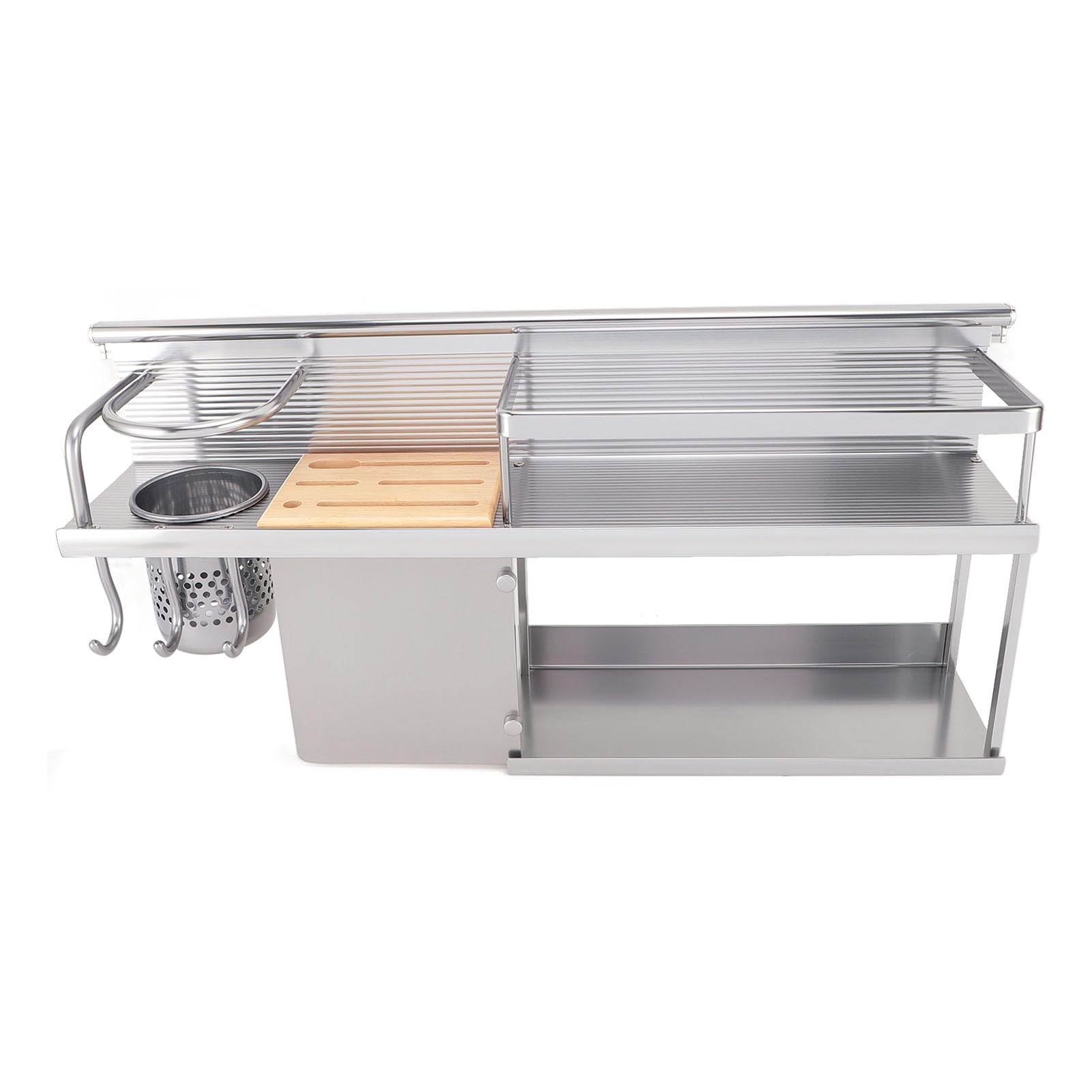 Support Mural pour Ustensiles de Cuisine, Organisateur élégant en Alliage D'aluminium pour la Cuisine, Gain de Place, 2 Niveaux, 1 unité