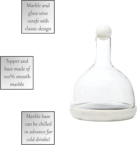 Miniatura 5 de Santa Barbara Design Studio Jarra de vino de vidrio y mármol de azúcar de mesa, 42 onzas, color blanco
