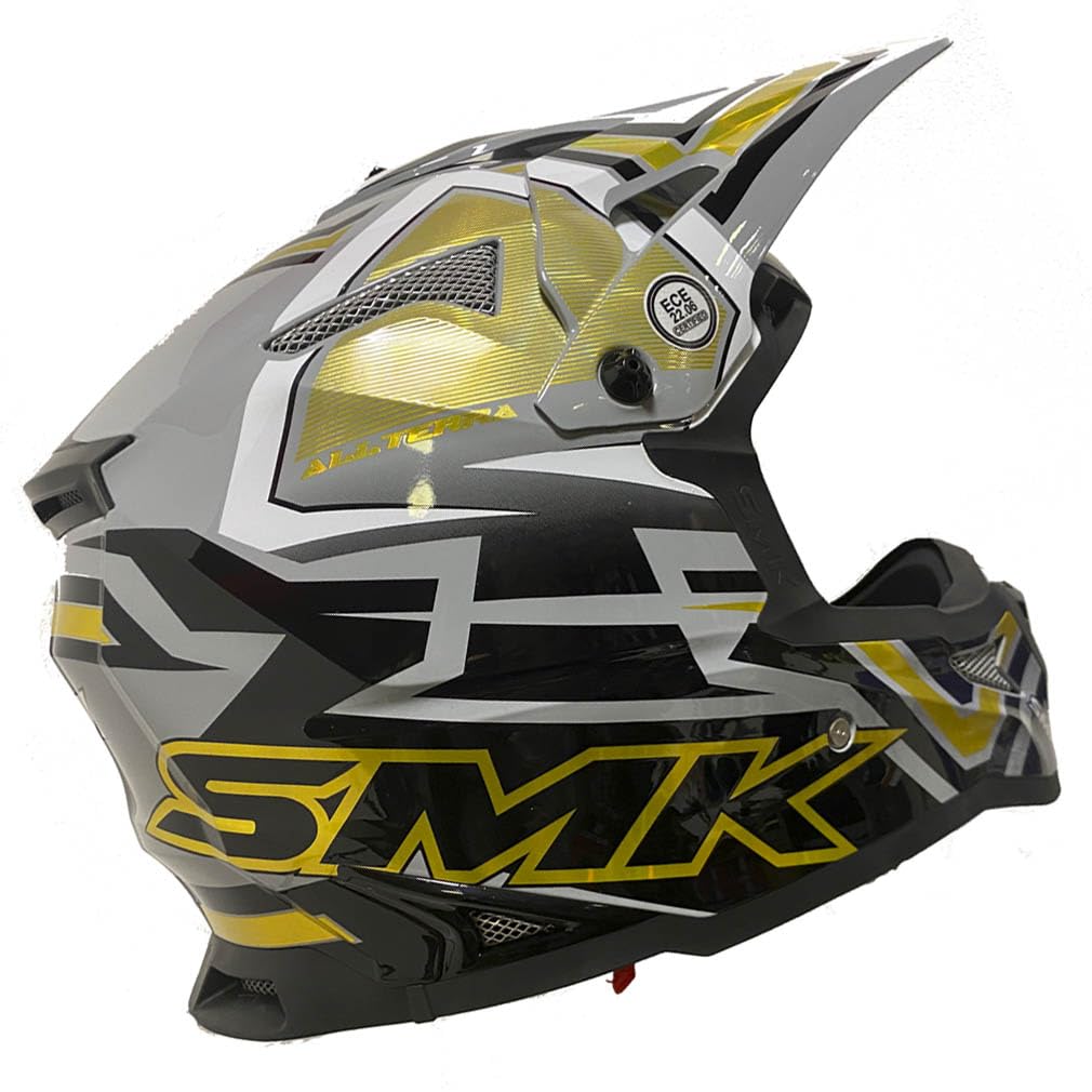 Casco de Motocross SMK Allterra X-Aces Gold - Casco Cross Enduro para Adulto Hombre y Mujer - Homologado ECE 22.06 - Designed