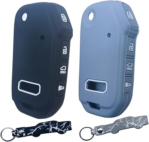 RUNZUIE 2 fundas plegables de silicona para llave remota compatibles con Kia Forte Seltos Soul Sportage Sorento Cerato Telluride K5 2022 2023