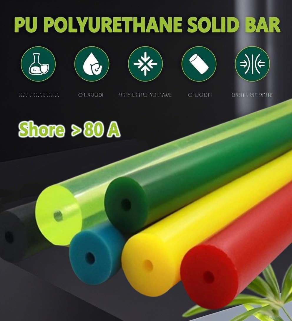 Runder hohler PU-Stab aus Polyurethan, Länge 500 mm, 80 A Durometer for verschiedene mechanische Stoßdämpfungsdämpfungen(Noir,55 * 8mm)