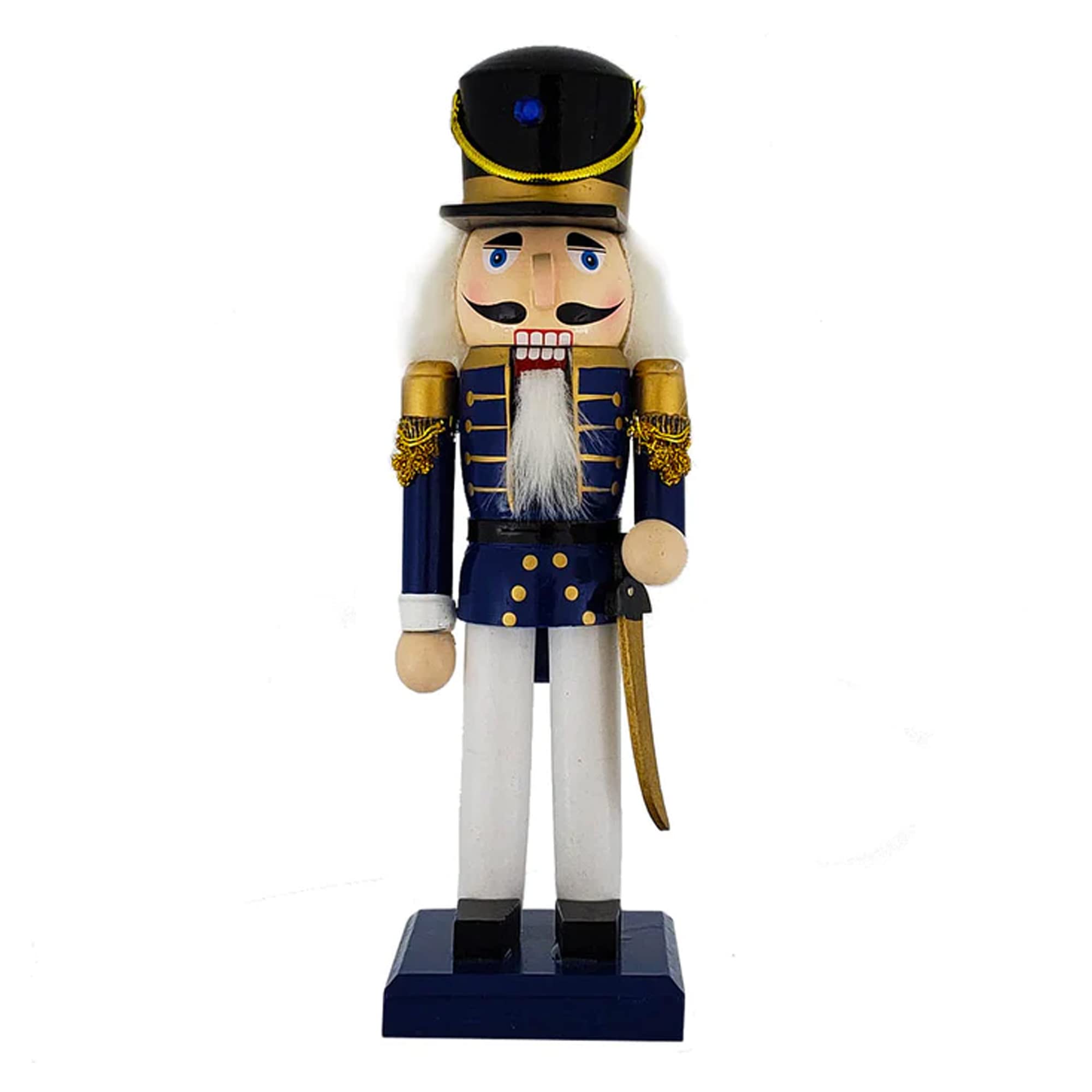 Nutcracker Ballet Gifts, Soldier Nutcracker Christmas Ornaments, Wooden Figure Decoration with Traditional Navy, Gold and White Uniform for Holiday Home Decor, Ideal Xmas Ornament, 10 Inch