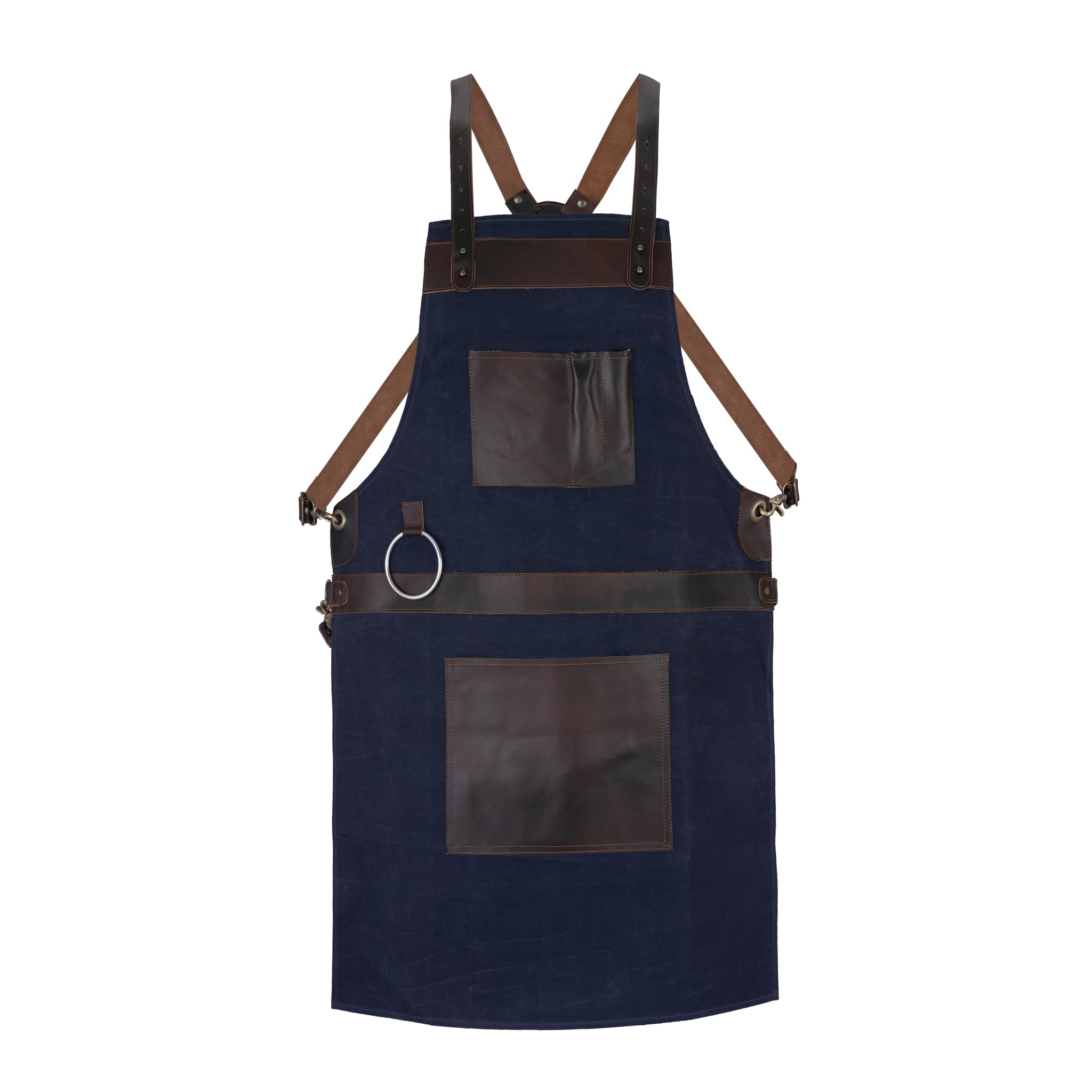 Leathershire Waxed Blue Canvas handmade Leather Apron Butcher Apron DIY Apron BBQ Apron -Cooking Apron - Blacksmith Apron - Barber Apron - woodwork apron (Blue-196)