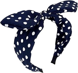 Navy Blue Polka Dot Bow Headbands 50s outfits Headbands for Women Halloween Costume Vintage Hair accessories for women and girls