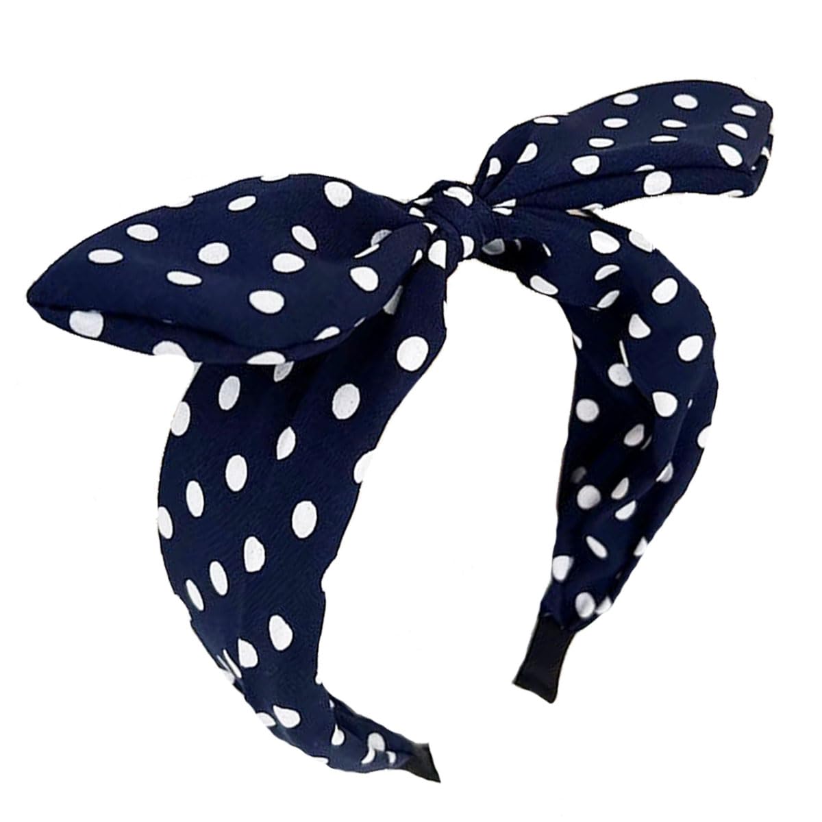 Red Polka Dot Bow headbands cute headbands hair accessories for women and girls (Wave Dot Navy, one size)