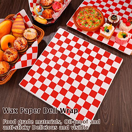 Honeydak 600 Pcs Sandwich Wrapping Paper Sheet 15x15 Checkered Food Wax Sheets Parchment Burgers Paper Basket Liner Grease Restaurant Wedding Party Supplies for Wrapping Bread BBQ - Image 5