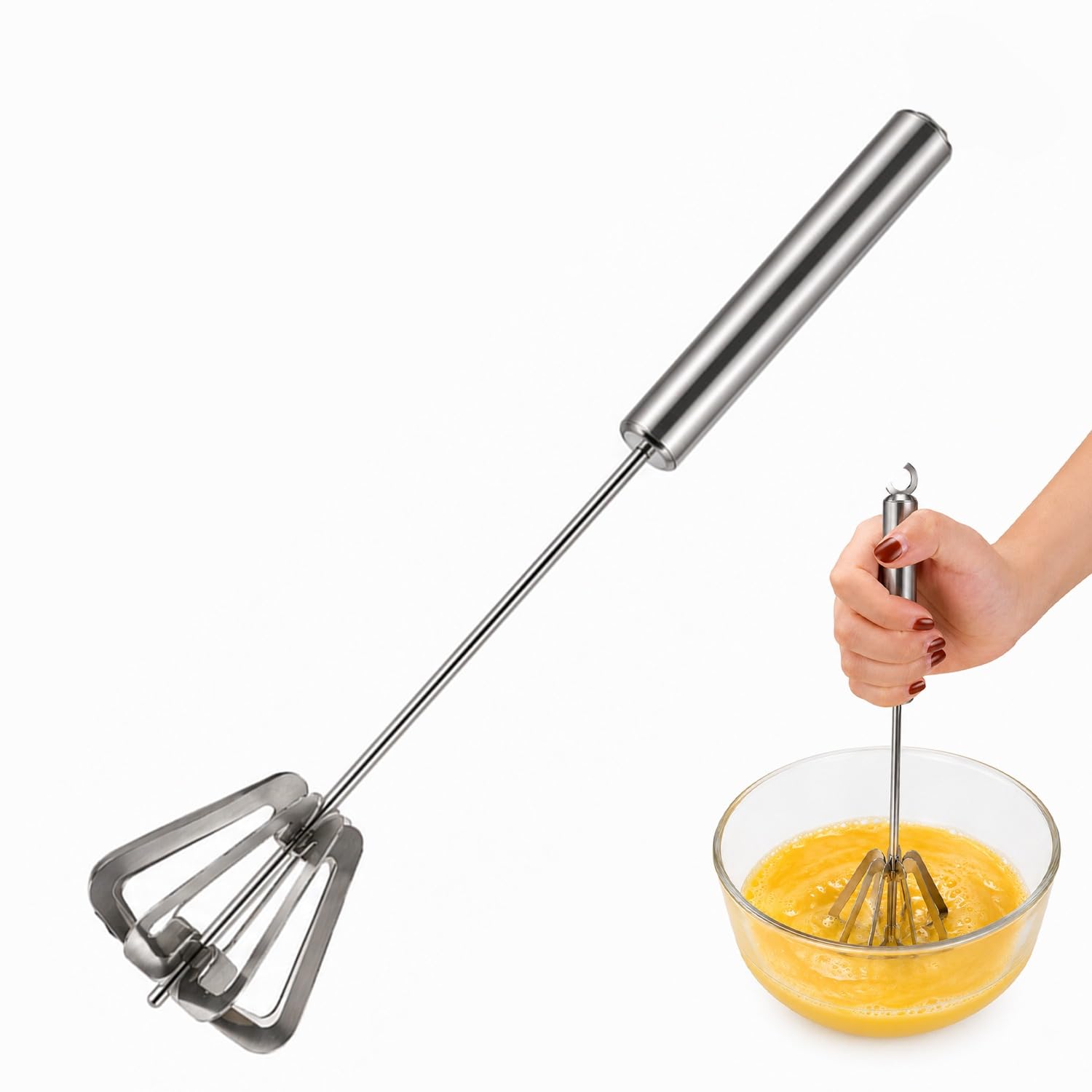 PEDRO Stainless Steel Hand Blender, Mathani, Lassi Maker, Butter Milk Churner & Egg Beater for Kitchen (Silver).-image-38
