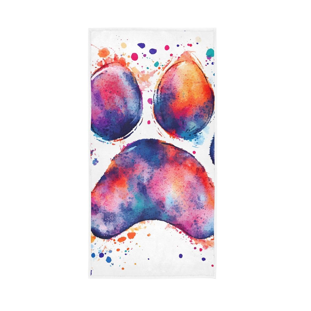 LSRCPD Watercolor Dog Paw Print Hand Towel, Multipurpose Shower Towels for Hand, Face, Hair, Bath 15 x 30 Inches
