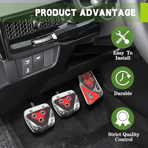 Miniatura 7 de Almohadillas para pedal de automóvil, kit de placa de descanso de pedales, fundas para pedal de gas, almohadillas de pedal de freno de acelerador,